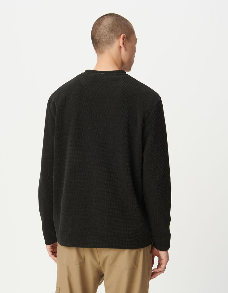 Schwarzes Herren-T-Shirt Langarm Wabenmuster DRY FAST-2