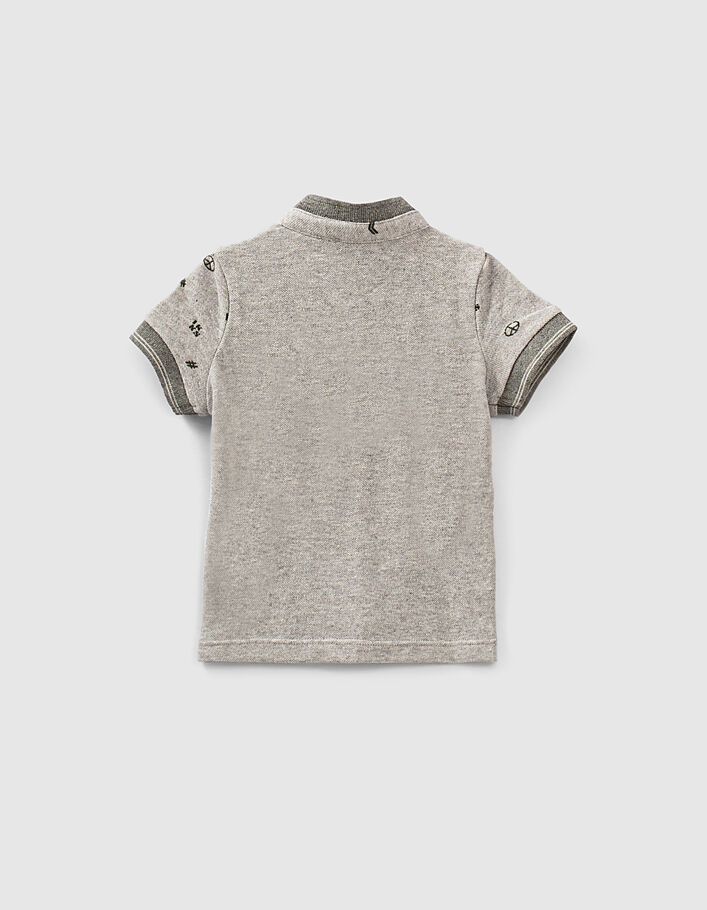Baby boys’ medium grey marl mini motif polo shirt  - IKKS