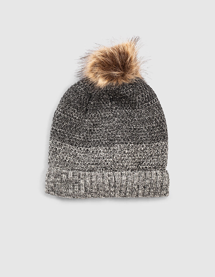 Bonnet gris chiné anthracite tricot effet deep dye garçon -3