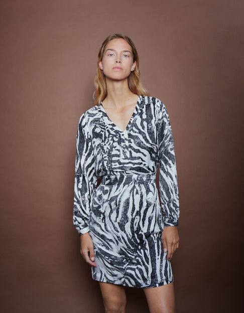Pure Edition-Women’s ecru zebra print dress