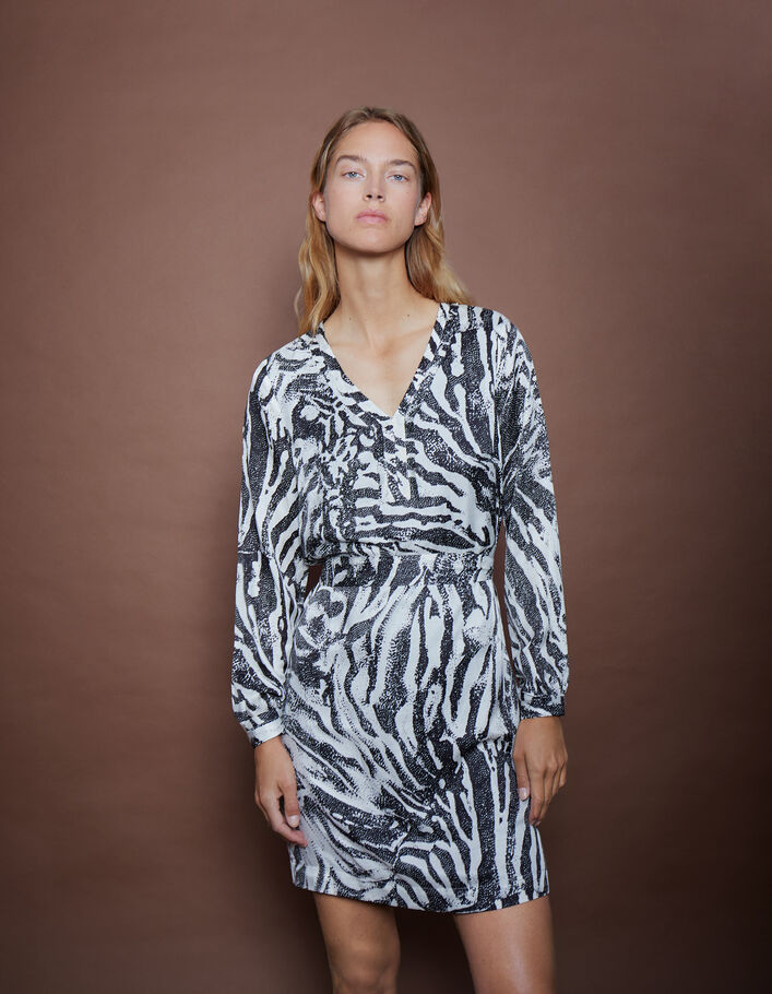 Pure Edition-Women’s ecru zebra print dress-5