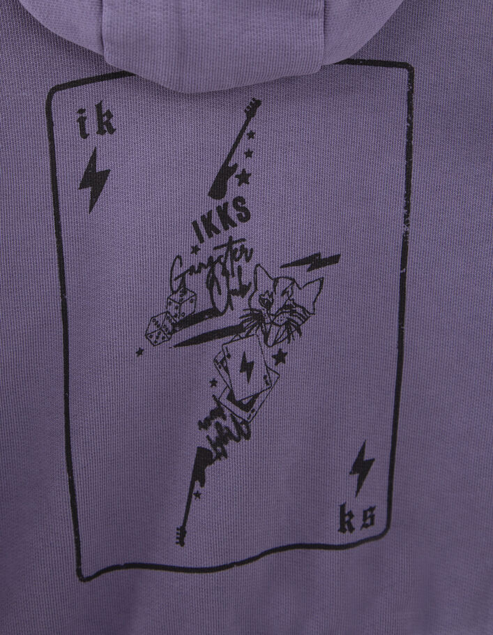 Cardigan violet print dos à capuche bébé garçon-4
