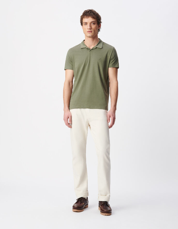 Kurzarm-Poloshirt khaki Bio-Baumwolle geflammt Herren-2