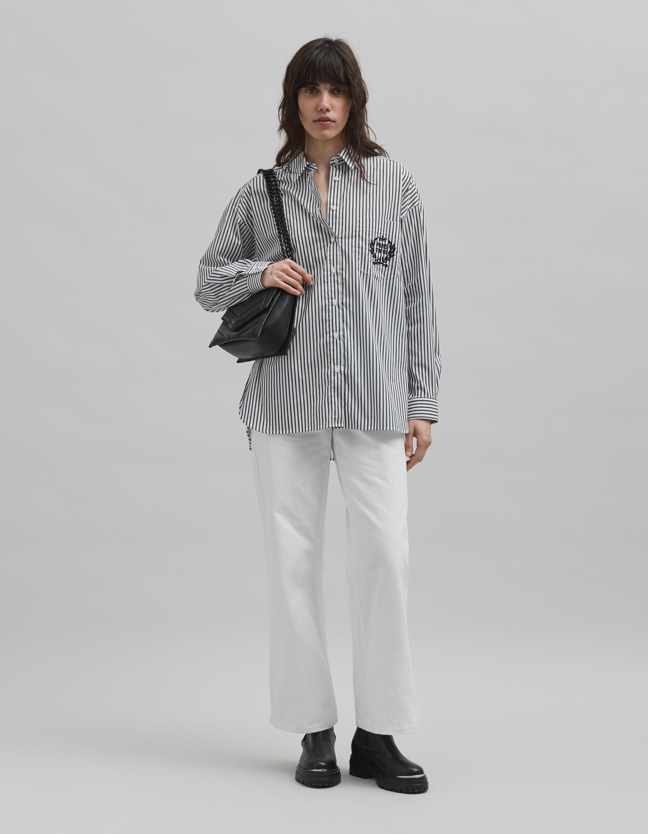 Chemise noir et blanche rayée best sale
