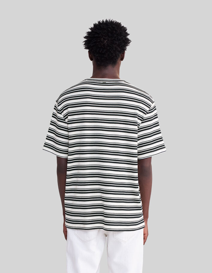 Men’s chalk T-shirt with navy sailor stripes - IKKS