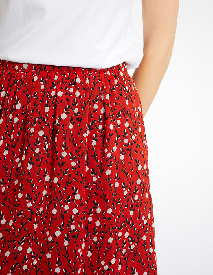 Falda larga rojo cornalina estampado flores I.Code-2