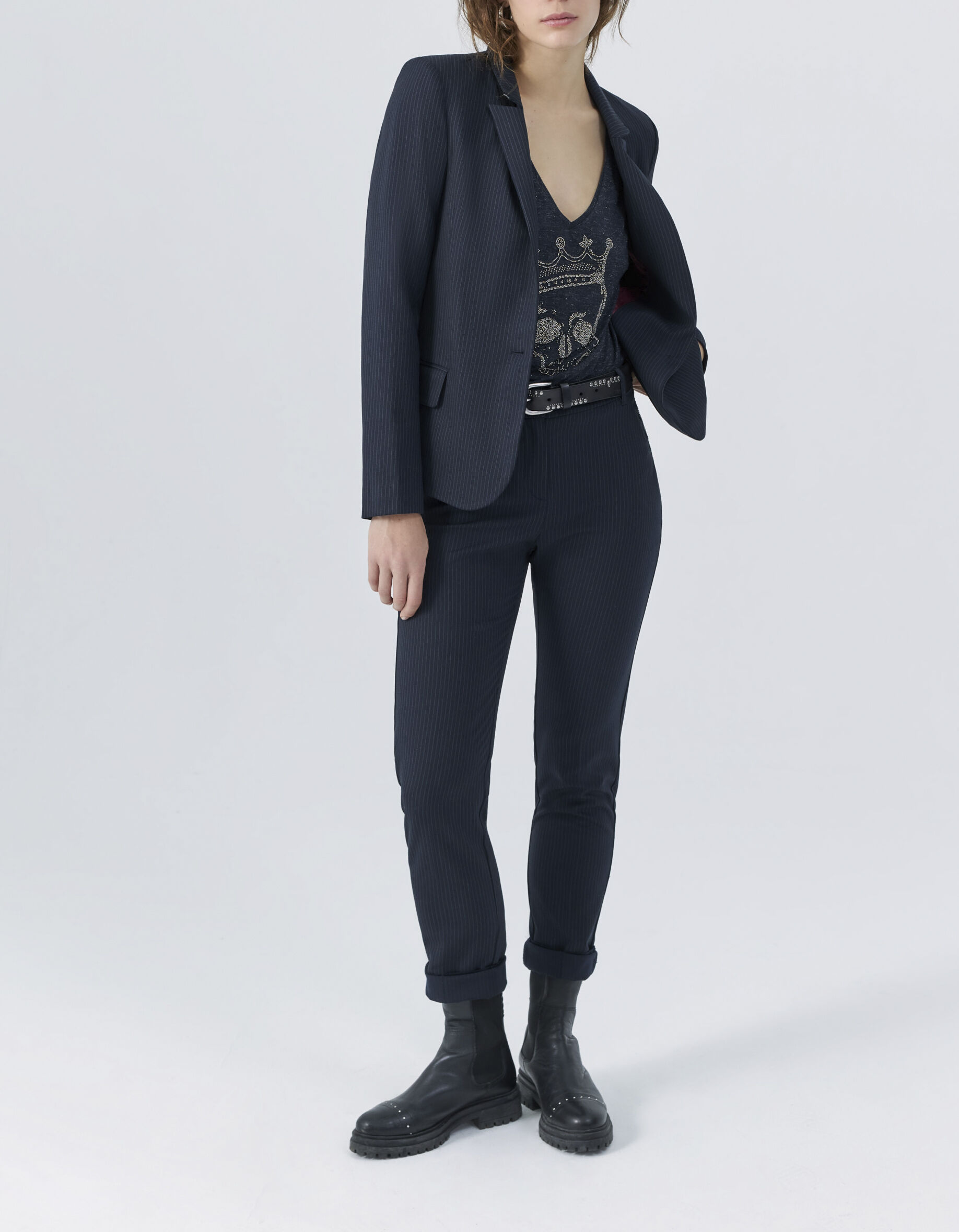 Traje pantalon hotsell azul marino mujer