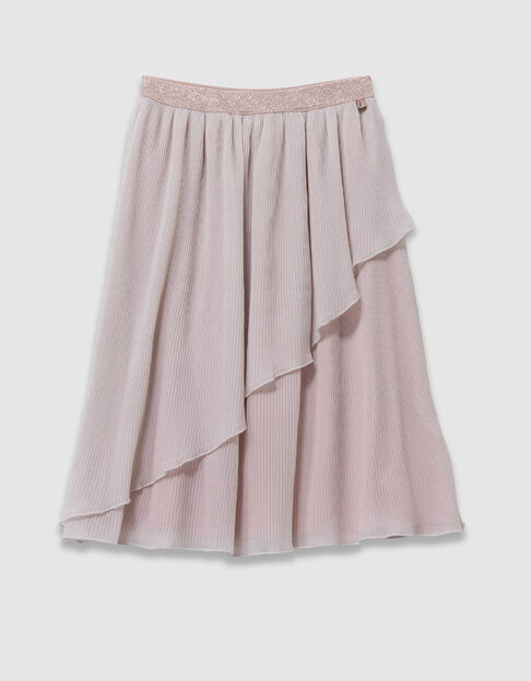 Falda larga plisada rosa con volante asim&eacute;trico para ni&ntilde;a - IKKS