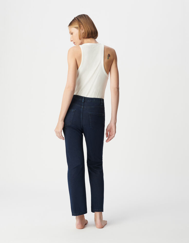 Jean droit bleu foncé powerstretch cropped Femme-3