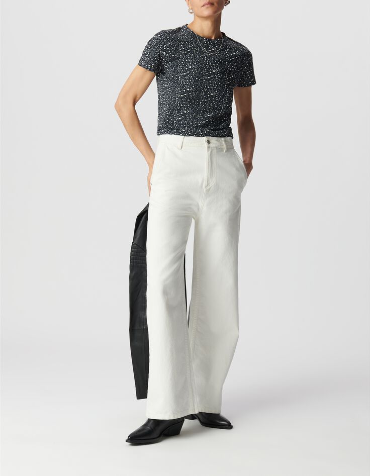 Camiseta cuello redondo gris leopardo-1