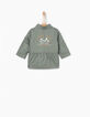 Kaki safari-jasje met borduursel voor babymeisjes-2