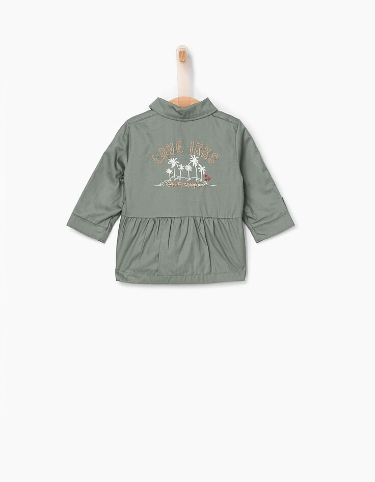 Kaki safari-jasje met borduursel voor babymeisjes-2