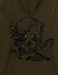Tee-shirt encolure V kaki visuel t&ecirc;te de mort-2