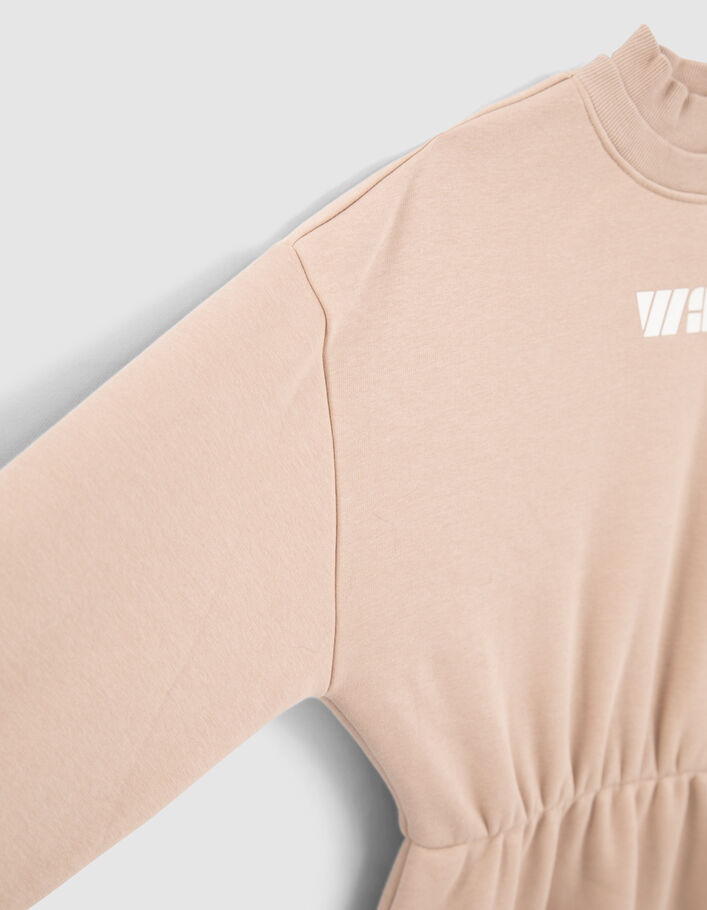 Robe sweat beige taille élastiquée fille-5