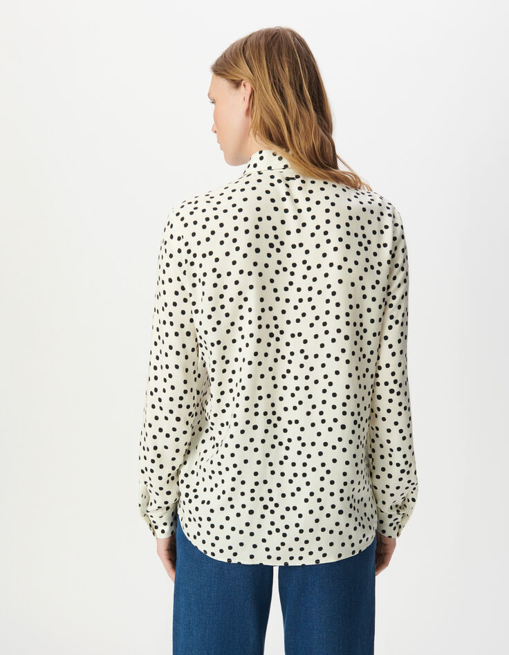 Chemise manches longues blanche imprimé pois Femme-3 Chemise manches longues blanche imprimé pois Femme-3