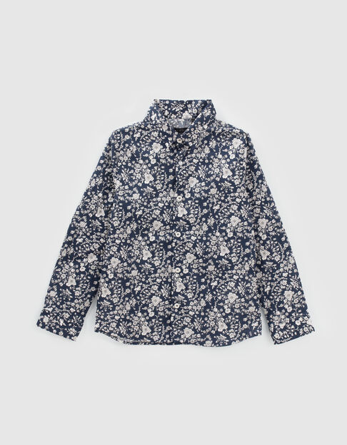 Camisa azul marino tejido Liberty flores niño