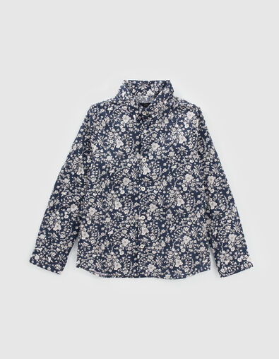 Boys’ navy flowery Liberty fabric shirt - IKKS