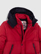 Doudoune rouge moyen fourrée à capuche navy garçon-6
