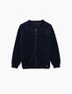 C&aacute;rdigan navy tricot y bordado ingl&eacute;s ni&ntilde;a-1