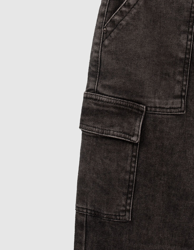 Jean gris battle cropped avec poches &agrave; rabat femme-6