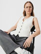 Gilet sans manches blanc maille Milano Femme-6
