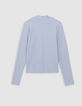 Himmelblaues Rippstrick-T-Shirt f&uuml;r M&auml;dchen-3