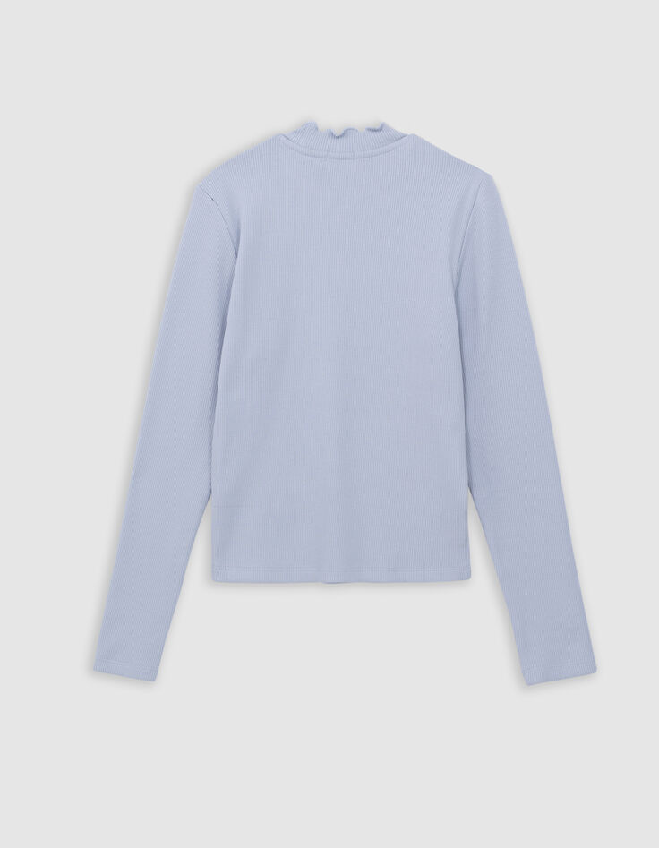Himmelblaues Rippstrick-T-Shirt f&uuml;r M&auml;dchen-3