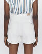 Short en coton denim blanc détails surpiqûres femme-5