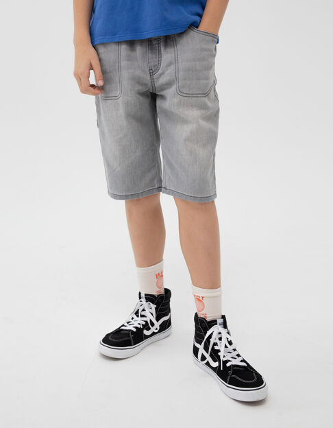 Boys' grey denim relaxed Bermudas
