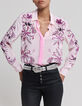 Chemise rose imprim&eacute; fleurs et palmiers Femme-1