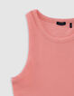 Orange ribbed cropped tank top for girl-2