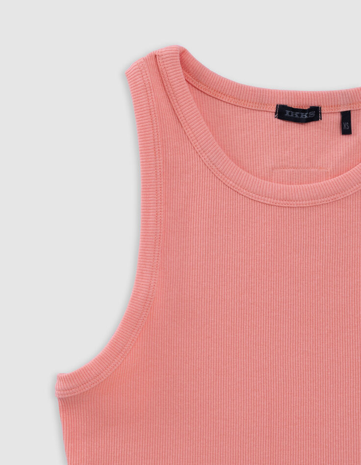 Orange ribbed cropped tank top for girl-2