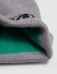 Boy's grey recycled knit beanie with gum logo-4