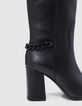 Bottes THE 1. noires cuir détail gourmette Femme-5