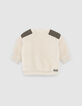 Baby boys&rsquo; beige Sherpa sweatshirt, khaki nylon shoulders-4