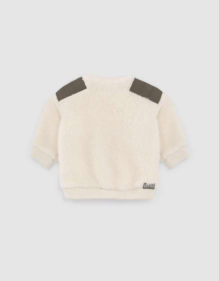 Baby boys’ beige Sherpa sweatshirt, khaki nylon shoulders - IKKS
