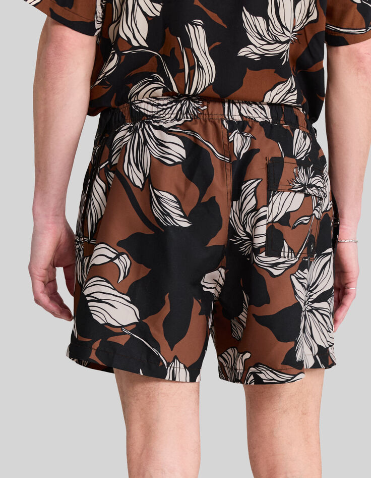 Bañador short chocolate reciclado maxi flores hombre-3