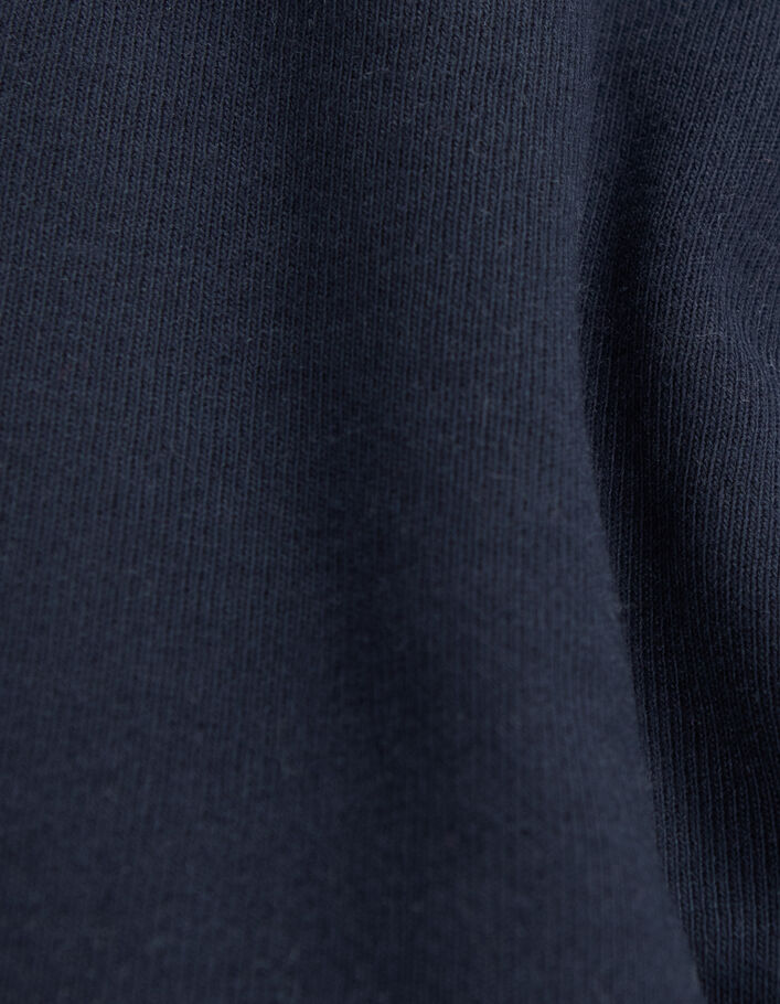 Baby boys' navy knit trousers with seamed pockets