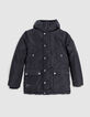 Parka negra 2 en 1 de niño con plumón de terciopelo-2