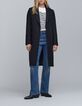 Manteau noir col chaîne-gourmette Femme-1
