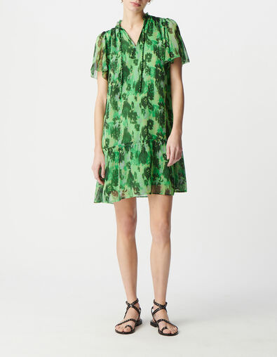 Robe ample verte imprim&eacute; abstrait Femme - IKKS