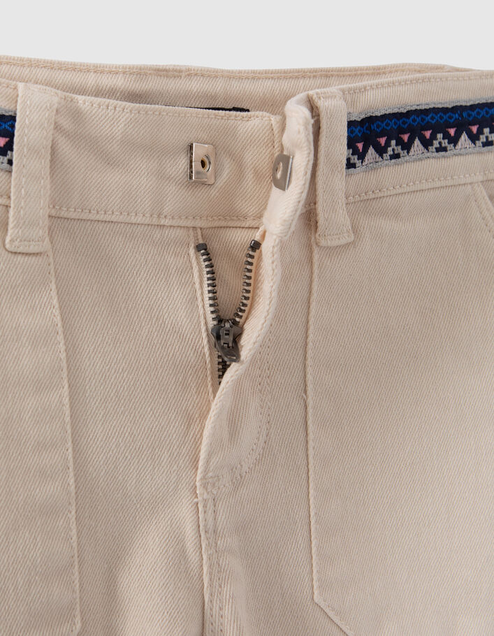 Mädchen-BATTLE-Jeans mit besticktem Zierband in Ecru - IKKS