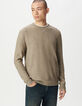 Pull beige tricot détail fantaisie Homme-2