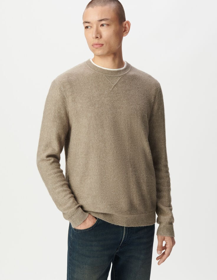 Pull beige tricot détail fantaisie Homme-2 Pull beige tricot détail fantaisie Homme-2