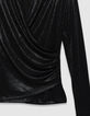 Women’s black lamé wrapover T-shirt-3