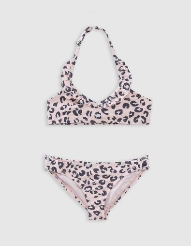 Maillot de bain 2 pièces rose imprimé léopard fille - IKKS
