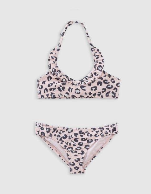 2-piece pink leopard print swimsuit for girl - IKKS