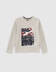 Grau meliertes Jungenshirt mit US-Flagge und Stadion -1