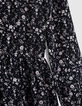 Girls’ black flower print ruffled dress-6