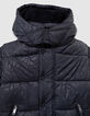 Boys’ navy padded jacket with graphic fur-lined hood-6